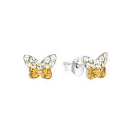 Amor Stud Earrings 925 Sterling Silver Girls Children Earrings 0.6 cm Butterfly Comes in Jewellery Gift Box, small, Sterling Silver, Preciosa