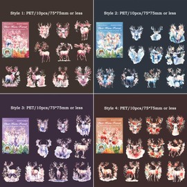 Arpaper Scrapbook Stickers, Pack of 40, Scrapbook Bullet Journal Accessories, Aesthetic Decorative Stickers for Scrapbooking, Journals, Mobile DIY (Deer Stickers)