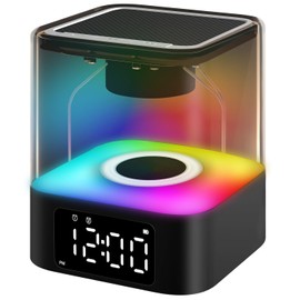 JALL Night Light Bluetooth Speaker, 【2023 Upgraded】 Multi Colorful Changing Bedside Lamp Alarm Clock, Best Birthday Ideas for 10 11 12 13 14 Year Old Teenage Boy Girl, Black