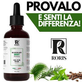 Roris Rosemary Oil for Fast Regrowth, Against Hair Loss, Strengthens and Soothes, Made in Italy, Triple Action Formula, Reinforced with Mint and Caffeine, 59 ml