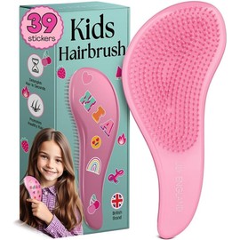 Lily England Lily England Detangler Brush for Curly, Thick, Straight & Natural Hair - Trendy Gift for Teens, Kids & Toddlers with Stickers - Hairbrush for Wet & Dry Hair, Pink
