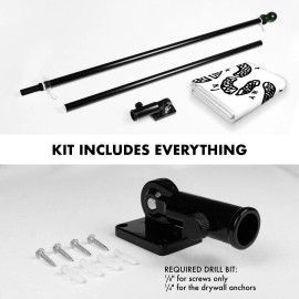 UD_G128 Combo Pack: Flag Pole 6 FT Black Tangle Free & Join or Die White Flag 3x5 FT Brass Grommets Printed Polyester (Flag Incl