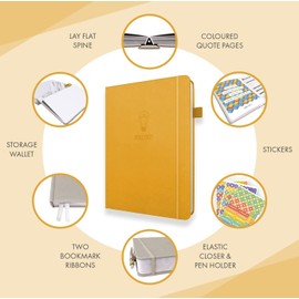 Daily Planner & appointment diary - Gratitude journal, wellness journal & Undated weekly planners and organisers - Desk journals for women & men - LUX Productivity Classic (AMBER YELLOW)
