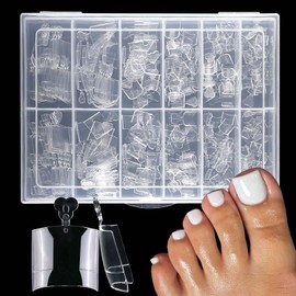 LuckForever 240pc Fake Toenail Soft Gel Toe Nail Tips Clear French Toenails Short Square Fake Nail for Toes, Half Cover False Toenail Clear Toes Nail Tips for Gel/Acrylic Press onToenails Extension