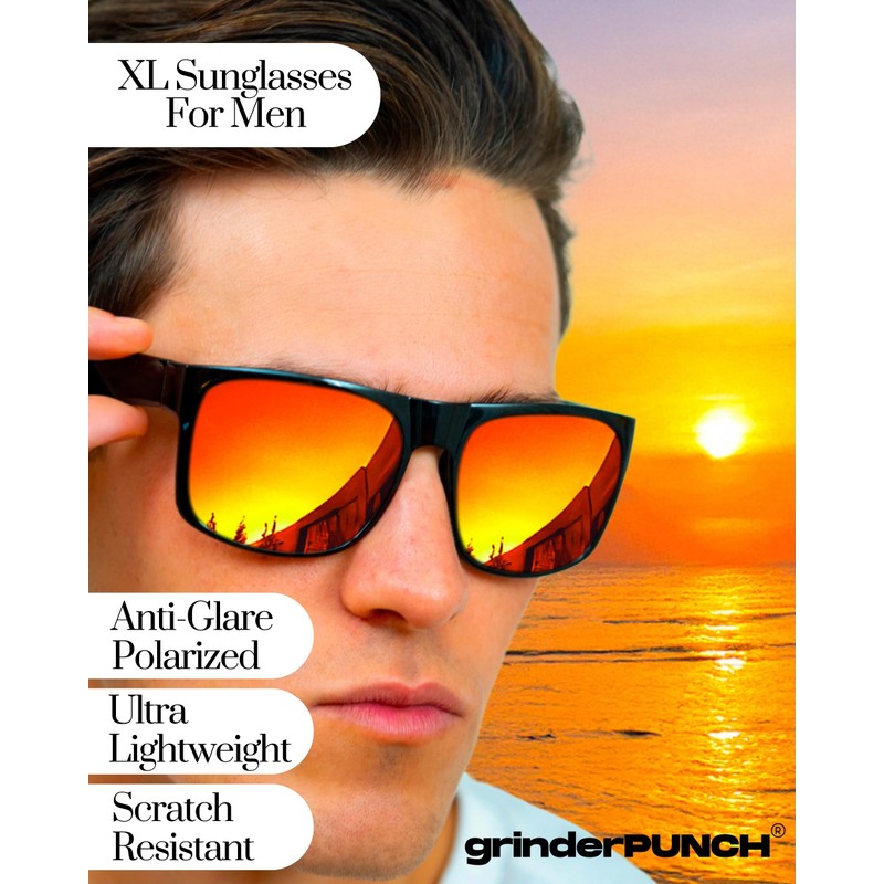 grinderPUNCH XL Polarized Men's Oversized Sunglasses, Big Heads Wide Face