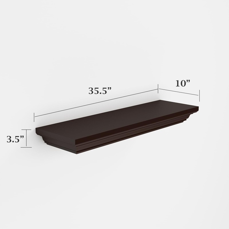 JOLLYMER Pine Wood Wall Mounted Floating Shelf with Gun Storage,
