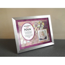 Homestreet Memories Of Nan Memorial Floral Photo Mount Or Frame With A Beautiful Verse (Silver Frame)