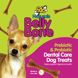 Fido Naturals Belly Bones for Dogs, 21 Yogurt Flavor Mini Dog Dental Treats (Made in USA) - 21 Count Dog Treats for Small Dogs - Plaque and Tartar Control for Fresh Breath, Digestive Health Support