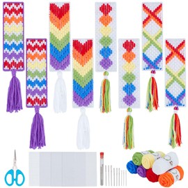 FREEBLOSS 8set Plastic Canvas Bookmark Kit Rainbow Plastic Canvas Patterns Plastic Canvas Cross Stitch Plastic Canvas Embroidery Kits Mesh Plastic Canvas Kit with Instructions
