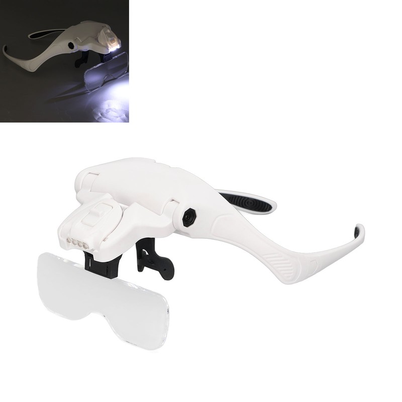 Headband Magnifier 4 LED Bright Lights 5 Detachable Optical Lenses