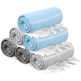 Tatuo Set of 6 Oversized Turkish Cotton Beach Towel Sand Free Extra Large Bath Towel 38 x 71 Inch Lightweight Quick Dry Throw Blanket Bulk for Adults Swim Yoga Gym Travel Cruise Gifts (Dark Color)