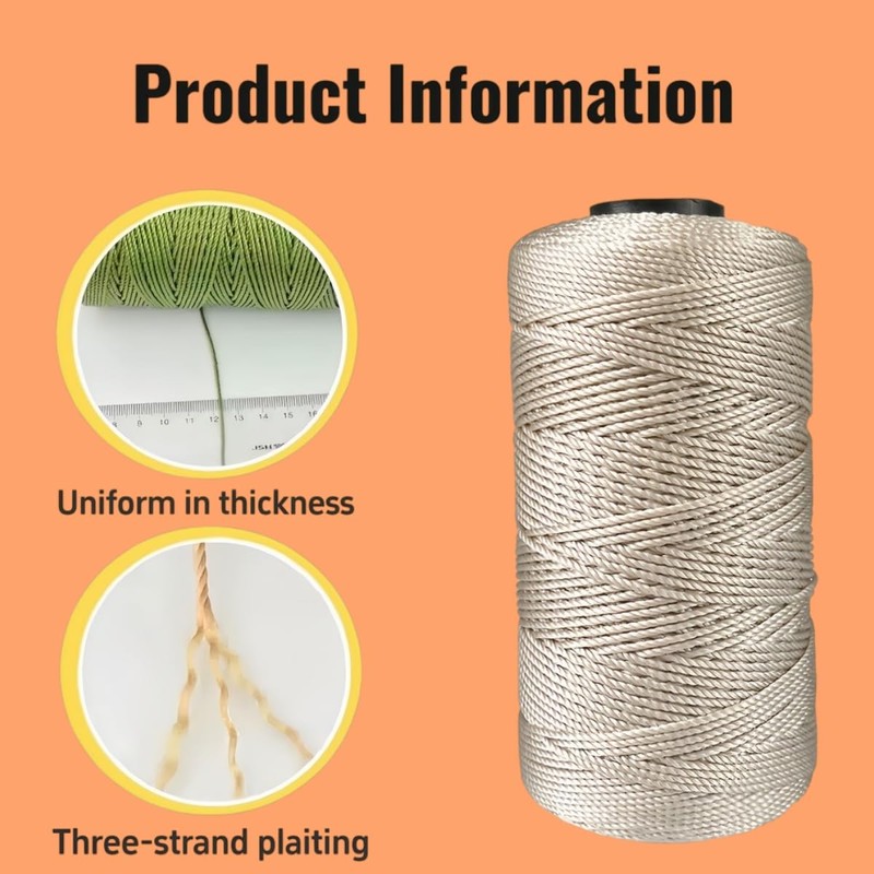 1 Pack Silk Yarn-100% Nylon for Crocheting Summer Hat，Bag,3ply,120g, Khaki