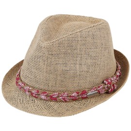 CHILLOUTS LABASA Trilby Straw Hat Summer Hat Sun Hat (L/XL (58-60 cm) - Brown)