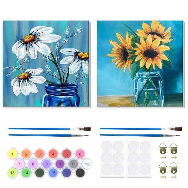 Lxmsja 2 Pack Flowers Paint by Numbers for Adults Beginner