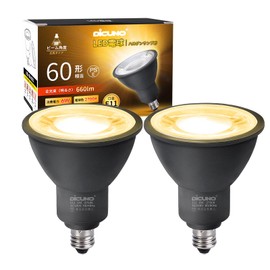 DiCUNO E11 Base LED Bulb, Spotlight, Bulb Color, 6W, 60W Equivalent, 2700K, 660lm, LED Spotlight, Compatible with Airtight Fixtures, Wide Angle, AC100V, Non-Dimmable, PSE Certified, Pack of 2, Black