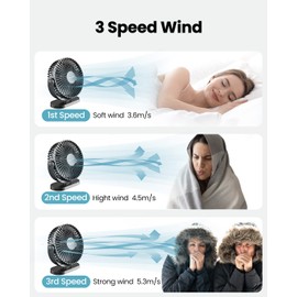 Gaiatop USB Desk Fan, 3 Speeds Powerful Portable Fan, 5.5 Inch Quiet Cooling Mini Fan, 90° Rotate Small Table Fan with 5ft Cable Personal Fan for Desktop Home Office Travel Black