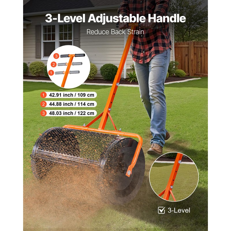 VEVOR Compost Spreader, 24 in Wide Peat Moss Spreader with
