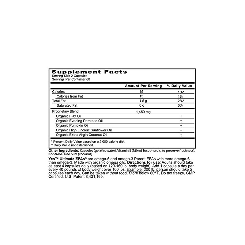 Yes Parent Essential Oils ULTIMATE EFAs 120 Capsules, Based On