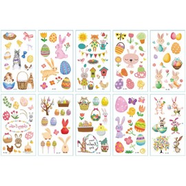 KC certified Easter animal luminous YF type children's tattoo sticker character face painting decoration sticker, A type 10 types, 1 piece, rabbit / KC인증 부활절 동물 야광 YF타입 어린이 타투스티커 캐릭터 페이스페인팅 꾸미기 스티커, A타입 10종, 1개, 토끼