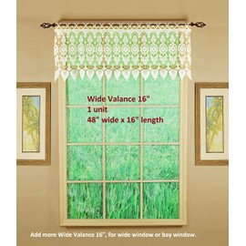 Today's Curtain Medallion Macramé Tailored Valance 16",Ecru,48W x 16L