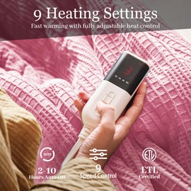 Electric Blanket Full Size 72''X84'' - Heated Blanket with Single Control Fast Heating 9 Heating Levels & 10 Hours Auto Off,ETL Certified Machine Washable (Light Pink)