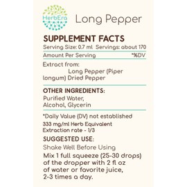 Long Pepper A120 Alcohol Herbal Extract Tincture, Concentrated Liquid Drops Natural Long Pepper (Piper Longum) Dried Pepper (4 fl oz)
