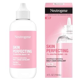 Neutrogena Exfoliante facial líquido diario perfeccionador de la piel con 7% de mezcla AHA/PHA + HA para suavizar, exfoliar y reponer la piel seca, exfoliante facial sin aceite, sin fragancia, 4 onzas líquidas