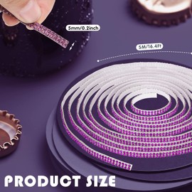 Kingdder Bling Car Trim Self Adhesive Bling Car Interior Exterior Decorations Car Decorations for Women Car Decorations Rhinestone Car Decorations Bling Stickers(Purple, 16.4 ft)