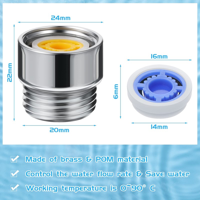 Honoson 1 Set Shower Flow Reducer Limiter Set 1/2 Inch