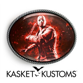 Kasket Kustoms Friday the 13th Belt Buckle - Jason Slasher Horror Film Handmade Buckle - 940
