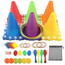 ASOFTY 42pcs Leuchtende Wurfspiel Outdoor Spiele Set, Ball & Zwinge & Bean Bag Toss Spiel Set, Outdoor Garten Spiel, Party Wurfspiele für Kinder und Erwachsene, Garten Spielzeug Geschenk
