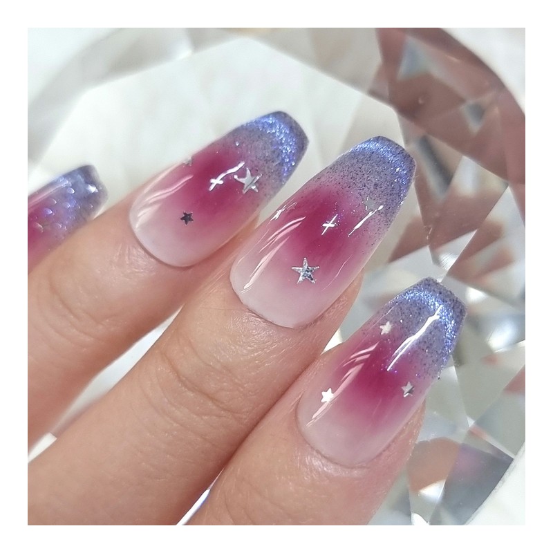 Chic Grape Handmade Nail Tip Gradient Magnet Nail - Medium