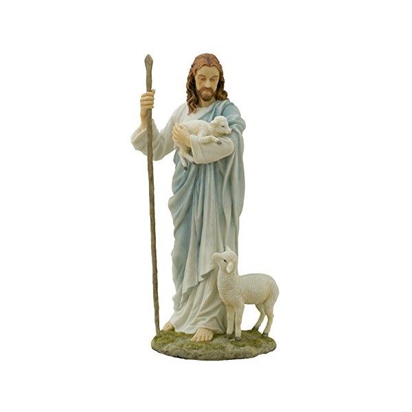 11.38 Inch Jesus The Shepherd Decorative Figurine, Pastel Color