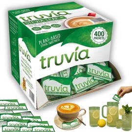 Truvias Natural Stevia Sweetener Packets – 400 Count – Zero Calorie Sugar Substitute, Plant-Based Sweetener, Keto Friendly, Original Flavor, Ideal for Coffee, Tea & Baking