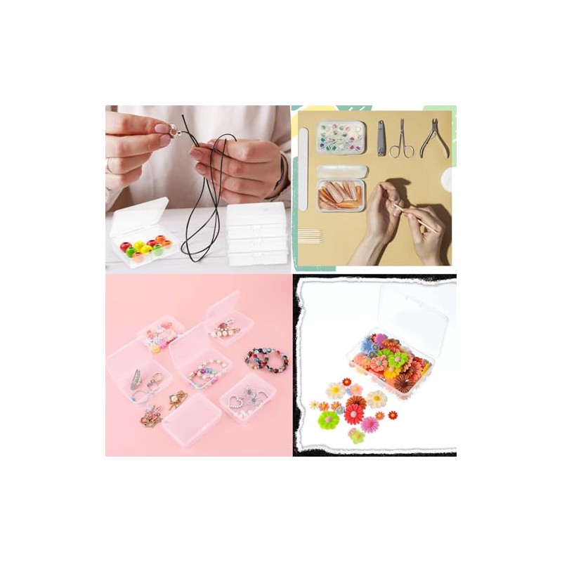 Mini Joyero Transparente, 24 Contenedores Pequeños de Plástico Transparente Con