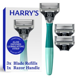 Harry's Original Shaving Kit for Men - Razor Handle and 3 Razor Blade Refill Cartridges - German Engineered - Sage