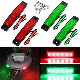 Shangyuan Navigation Lights, LED Boat Light for Bow Light, Marine Led Lights Strip for Kayak Pontoon Boat Dinghy Yacht Vessel Catamaran, with Screw Set & Foam Tape Bases, 2PCS Red and 2PCS Green