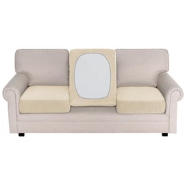 BellaHills Sofa Seat Cushion Cover, Stretch Sofa Cover 3-Seater (58-70 cm), Universal Elastic Seat Cushion, Couch, Non-Slip Sofa Cover, Protective Cover for Living Room, Natural