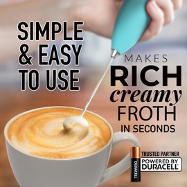 Zulay Powerful Milk Frother Handheld Foam Maker for Lattes - Whisk Drink Mixer for Coffee, Mini Foamer for Cappuccino, Frappe, Matcha, Hot Chocolate by Milk Boss (Caribbean Aqua)