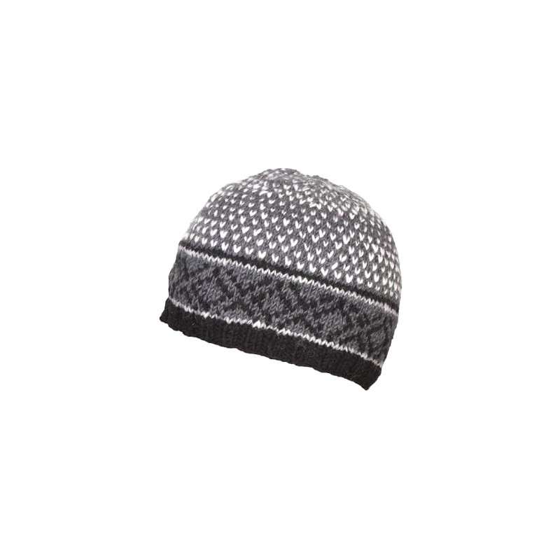 Pachamama Men Wool Beanie Skull Hat Fleece Lined Handknitted Charcoal