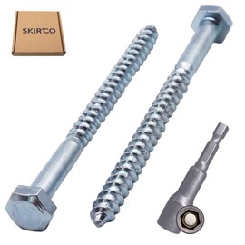 SKIR'CO (Pack of 20) DIN 571 Zinc Plated Steel Hex Wood Screws M6 x 90mm Screws Hex Head Key Screws (with Magnetic Hex Bit)