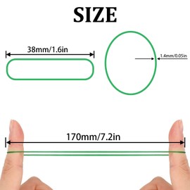 200pcs Green Natural Rubber Elastic Bands Heavy Duty Bands for Hair Home, Pens, Catapults, Bills, Bank Paper, Office Supplies(38mm)