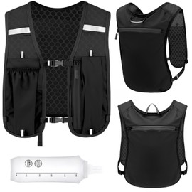 Running Vest for Jogging Men and Women with 500 ml Soft Water Bottle, Hydration Vest with Adjustable Chest Straps, Ultralight & Breathable, Reflective Running for Runs, Cycling, Marathons