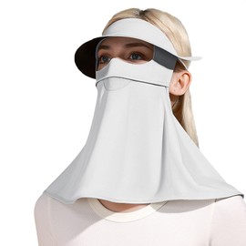 Sun Protection Face Mask, Ice Silk Sunscreen Face Mask, Neck Gaiter, Breathable Face Cover, Cooling Neck Flap, Sun Protection Cap with Earloop for Summer Outdoor Activities, Light Gray