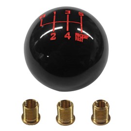 UHANBUT 6 Speed Car Gear Shift Knob, Car Stick Shift Handle with M8X1.25/M10X1.5/M10X1.25 Adapters, Resin Ball Shifter Grip Head Replacement for Most Manual Transmission Vehicles (Black)
