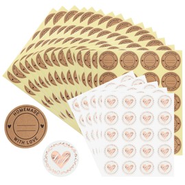 LOGJAM 400 Pieces Homemade with Love Stickers and Gold Heart Sticker, Round Sealing Labels for Canning or Wedding Invitation Envelope Seals