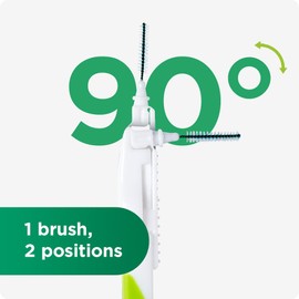 GUM BI-DIRECTION Two-Angle System Interdental Brushes, 90 Degree Positioning, Teeth Cleaning and Plaque Removal, 1.4 mm, ISO 4, Size M, 3 x 6 Pack + 1 Free Sample