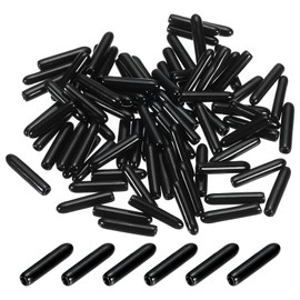 PATIKIL 1.5MM Vinyl Rubber End Caps, 120 Pack Flexible Bolt Screw Covers Caps Round Thread Protector Caps for Metal Tubing Rod Bolts, Black