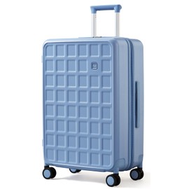 aji Checked 24 inch Luggage with 8 Spinner Wheels, Large Suitcase with TSA Lock, 100% Lightweight PC Hard Shell travel luggage Suitcases for Men Women, 24-Inch Checked-In, Blueberry Blue