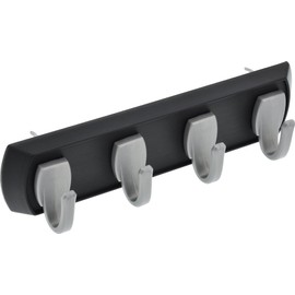 HIGH & MIGHTY 515306 Key Rail Organizer Hook Rail, Easy Tool-Free Dry Wall Installation, Holds up to 5lbs, Small, Black & Silver